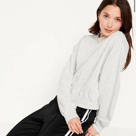 NWT OLD NAVY Drop-Shoulder Sweatshirt Color: LIGHT HEATHER GREY LARGE - Picture 4 of 6
